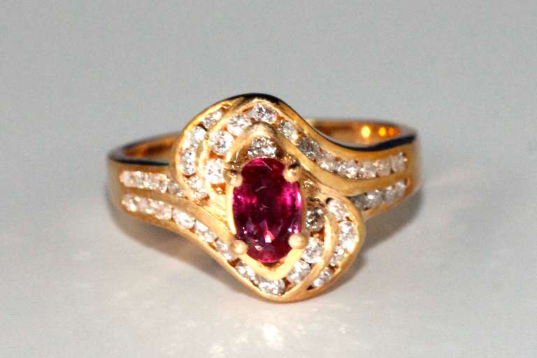 Yummy Natural Pink Sapphire & Diamond Ring in 14k