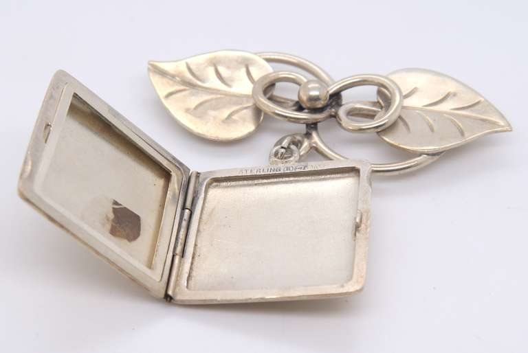 Vintage Sterling Silver Signed Locket Pin Brooch