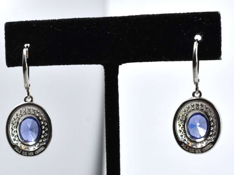 Purple Crystal Earrings In Silver