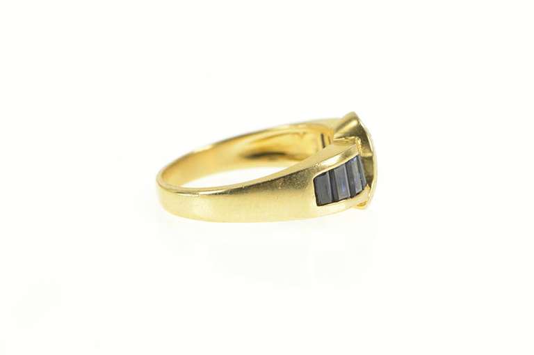 14K Yellow Gold Baguette Sapphire Diamond Wavy Statement Ring