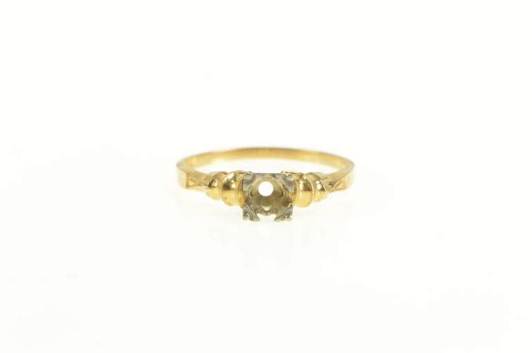 14K Yellow Gold Vintage NOS 1950's 4.0mm Engagement Setting Ring