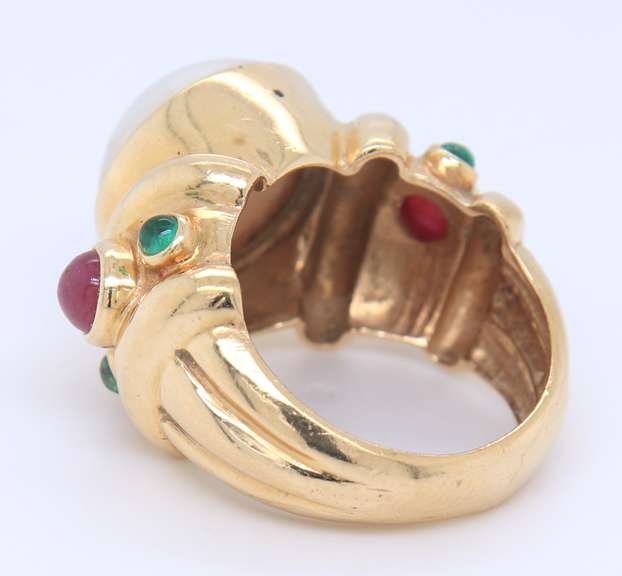 LADIES 18K GOLD AND PEARL RING