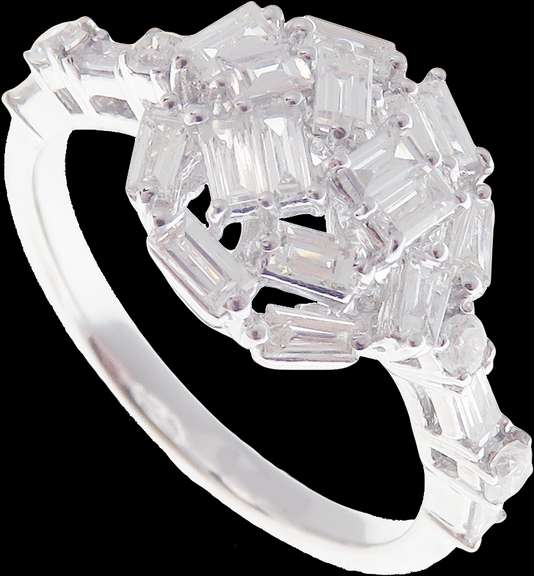 Abstract Diamond Cluster 18k White Gold Ring