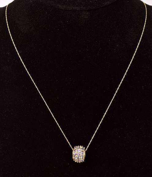 Amazing Iolite Ball Slider Pendant Necklace in Yellow Gold