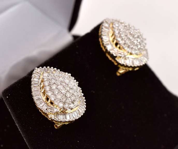 Fantastic At Least 2CTW Diamond Earrings in 14k Yellow Gold