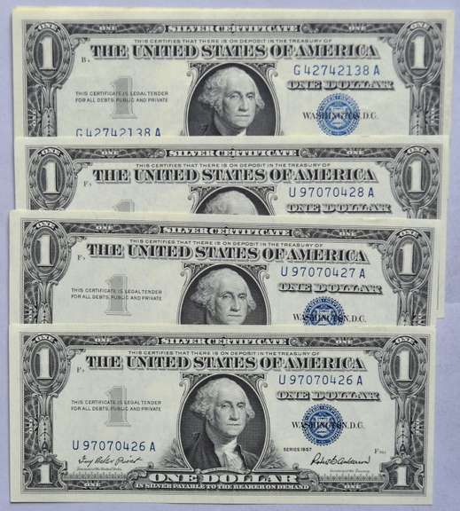11 CH CU $1 1957 Silver Certificates