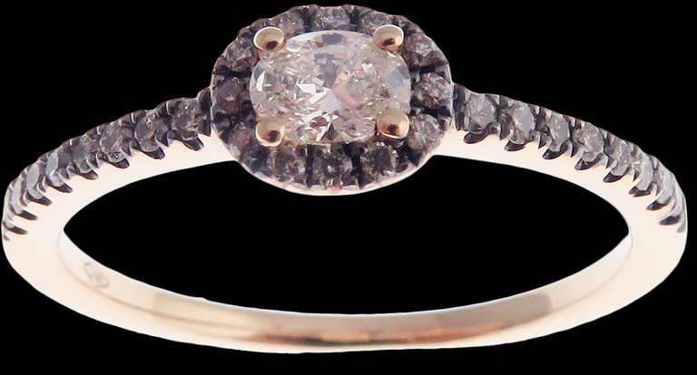 Elegant 18kt Solid Rose Gold Diamond Ring with Champagne Accents