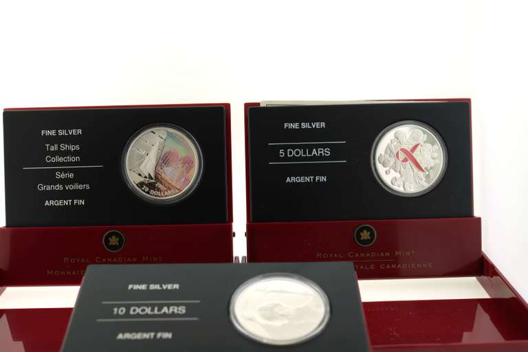 Three Editions of the Royal Canadian Mint Monnaie Royale Canadienne Silver Coin
