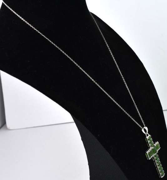 Green Crystal Cross Necklace