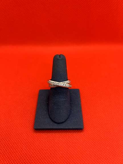 14K WHITE GOLD ORBIT DIAMOND RING