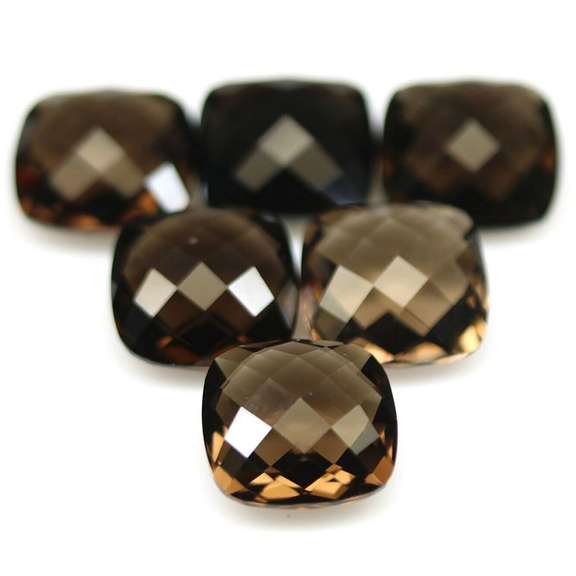 Double checkerboard! 27.53ct natural Smoky Quartz set