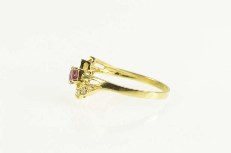 18K Yellow Gold 0.50 Ctw Natural Ruby Diamond Bypass Ring