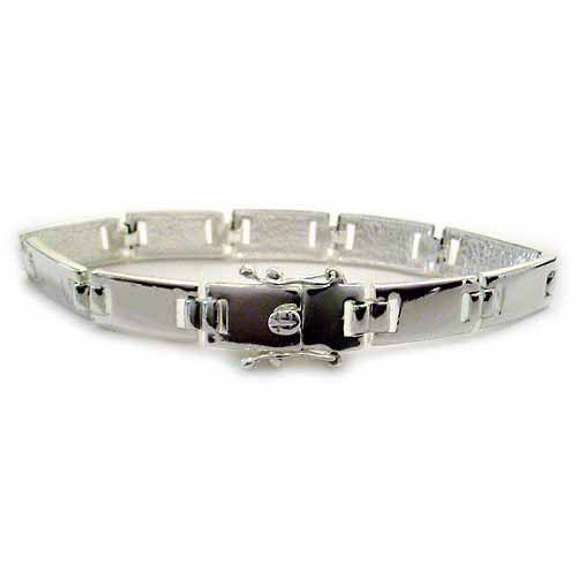 Sterling Silver Polished rectangle link Bracelet