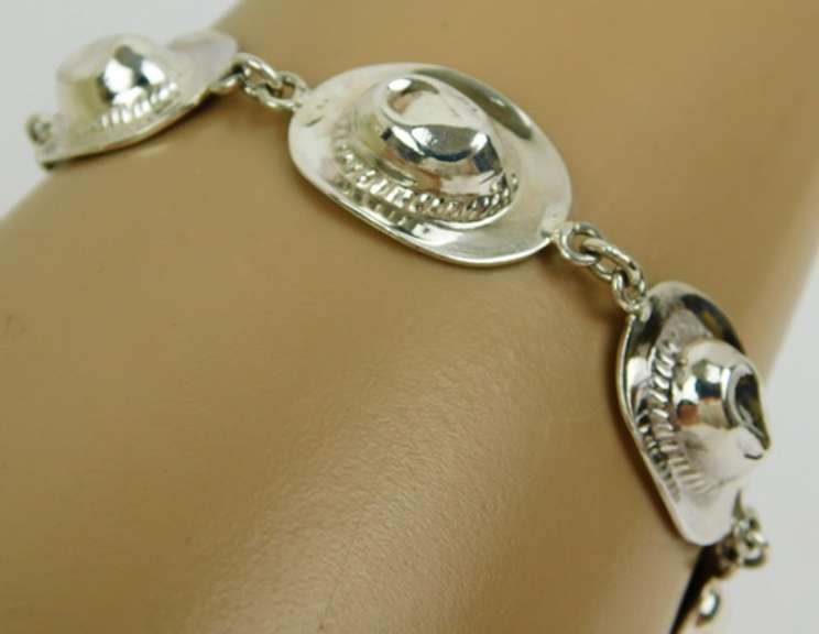 Sterling Cowboy Hats Bracelet & Dangly Earrings
