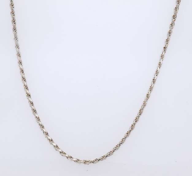 Set of Italian Vintage Sterling Silver Rope Necklace and Matching Bracelet