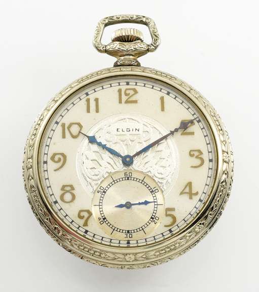 Marvelous Elgin White Gold Filled Pocket Watch