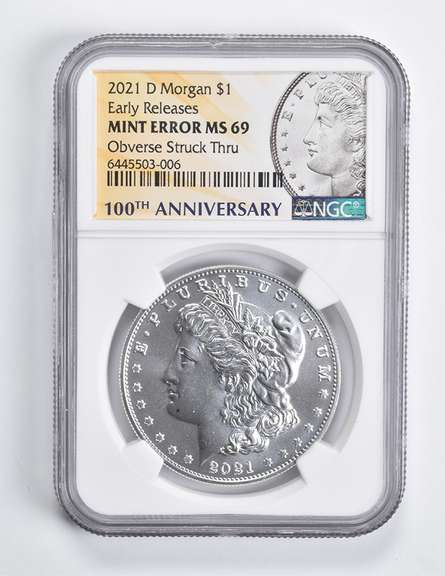 Error MS69 2021-D Morgan Silver Dollar ER OBV Struck Thru Anniv NGC