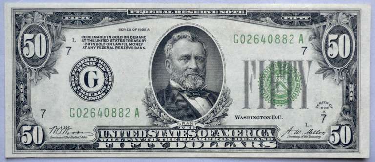 $50 1928 A FRN Note.