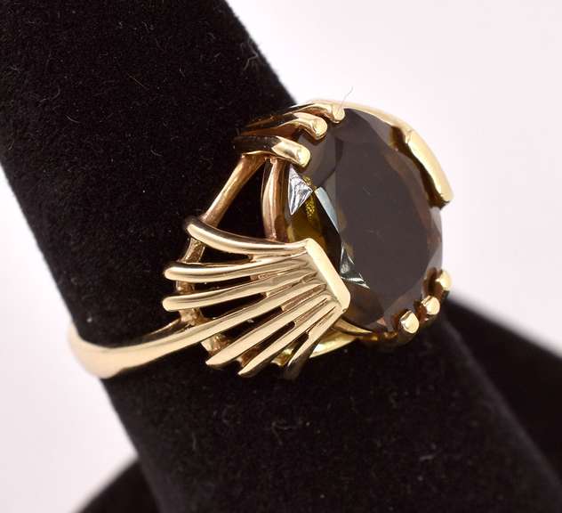Vintage Smokey Quartz Ring in 14K Yellow Gold
