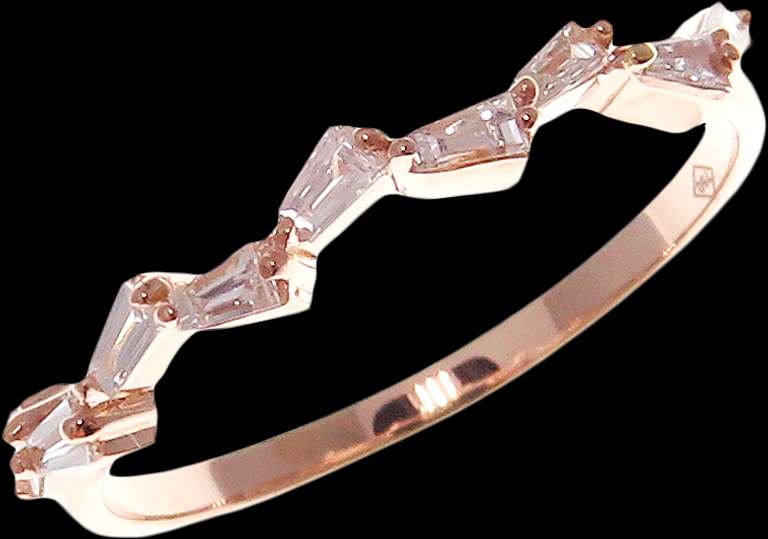Undulating Baguette Diamond Row 18k Rose Gold Ring