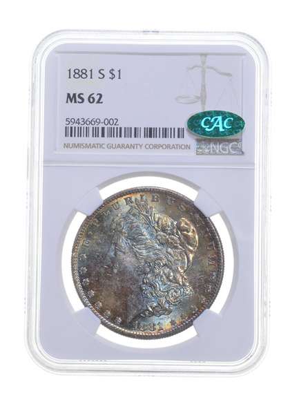 MS62 1881-S Morgan Silver Dollar - CAC - Graded NGC