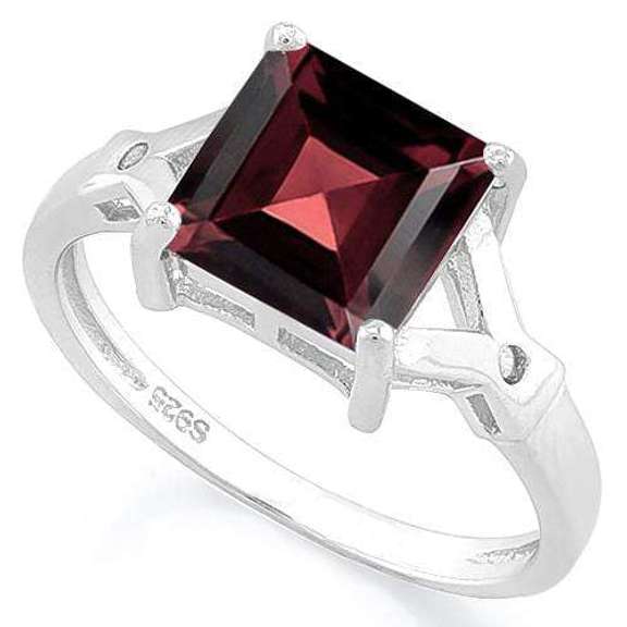 3.00 CT GARNET & DIAMOND 925 STERLING SILVER RING