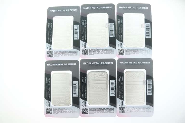 Six Set Pure .999 Silver Bars