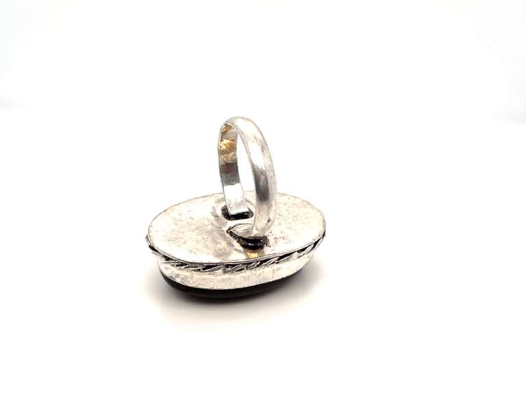 Statement Oval Black Onyx Tibetan Silver Ring