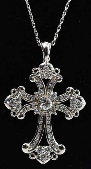 White Crystal Cross Necklace