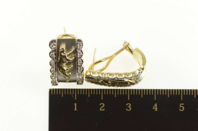 18K Yellow Gold Jaguar Leopard Diamond Diamond French Clip Earrings