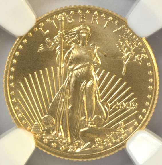 Perfect NGC MS70 graded 2009 $5 American Gold Eagle coin