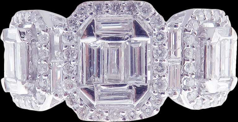 Trinity Cluster Diamond 18k White Gold Ring