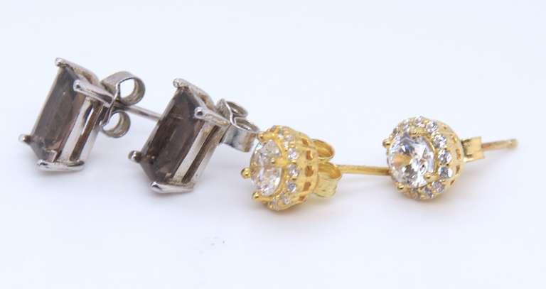 Group Lot of 4 Sterling Silver Stud Earrings