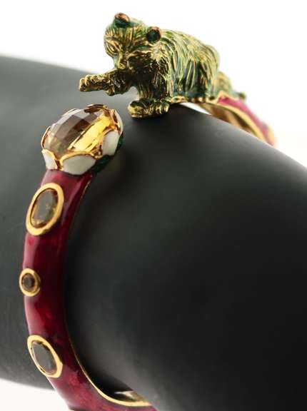 Cute Kitty Cat and Citrine Bangle