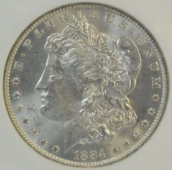 Great nearly Gem BU 1884-O Morgan Silver Dollar. NGC MS64