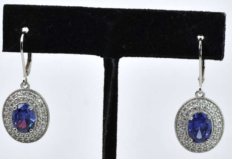Purple Crystal Earrings In Silver