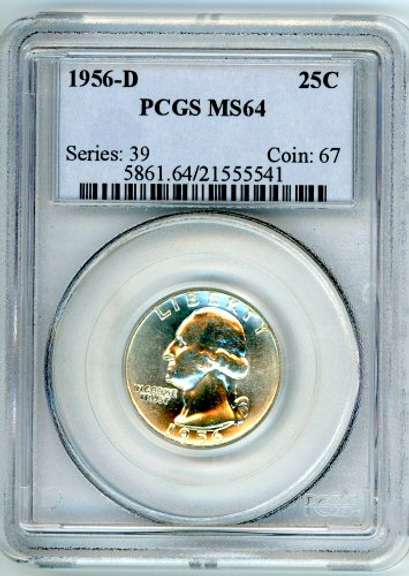 1956-D Silver Washington Quarter in PCGS MS64