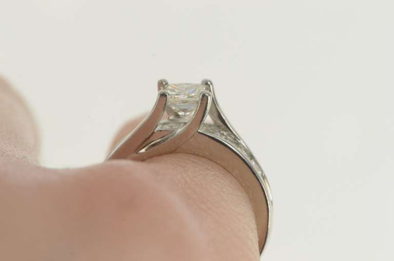 Platinum 1.31 Ctw Princess Cut Diamond Engagement Ring