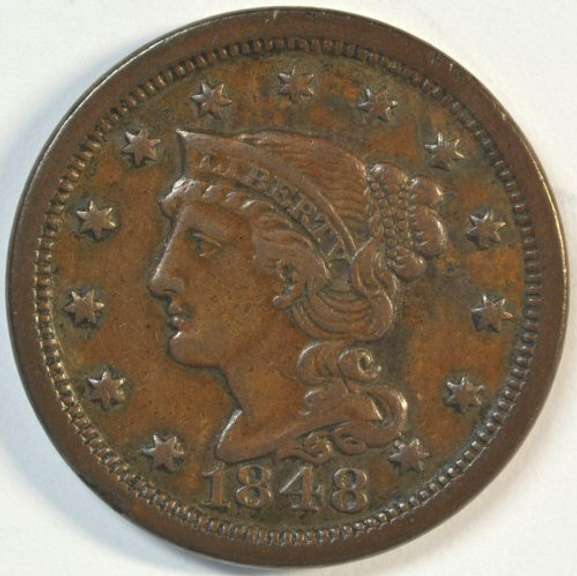 Handsome XF 1848 Braided Hair Large Cent