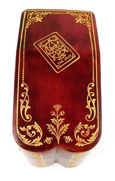 Vintage Italian Leather & Gold Gilt Card Box