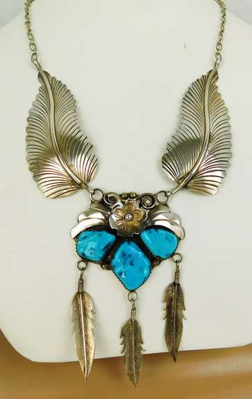 J.W. Toadlena Native American Sterling Turquoise Necklace