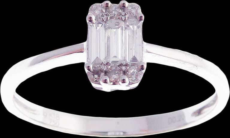 Geometric Diamond Cluster 18k White Gold Ring