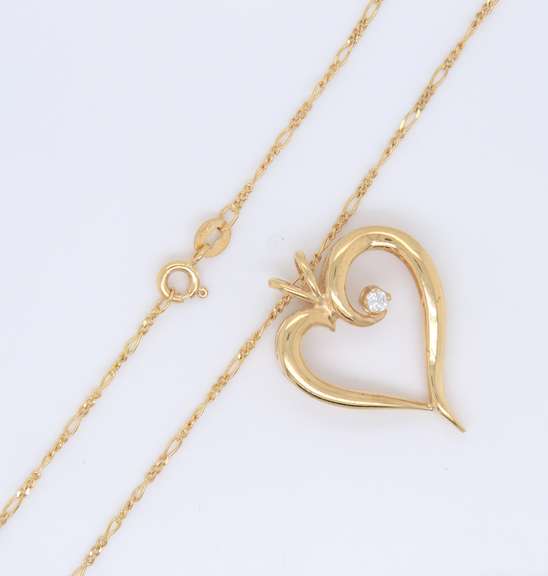 Fabulous Yellow Gold Heart Shaped Pendant on Chain