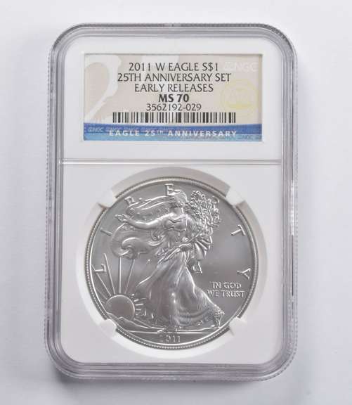 MS70 2011-W American Silver Eagle 25th Anniversary ER NGC