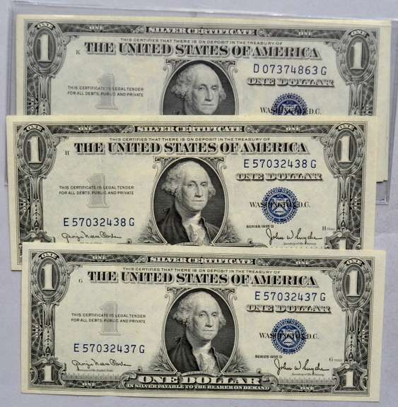 8 Slider 1935 D $1 Silver Certificates