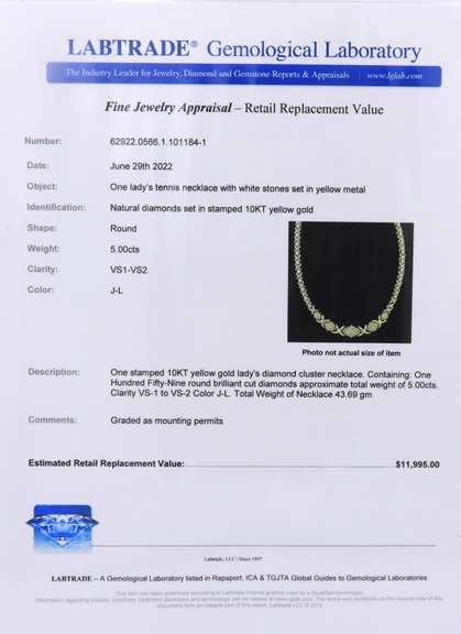 Optimal Yellow Gold 5ctw Diamond Cluster Necklace
