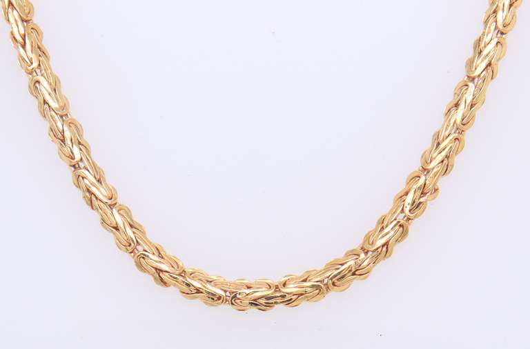 Powerful Italian Yellow Gold Byzantine Necklace