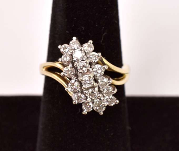 Wonderful Waterfall Diamond Ring in 14K Yellow Gold