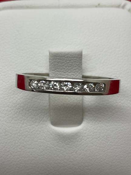 MENS 14K WHITE AND GOLD DIAMOND BAND