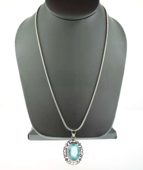 Aquatic Topaz Snake Chain Necklace